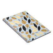 Herfstbladeren: naadloze blauwe achtergrond notitieboek (Rechterzijde)