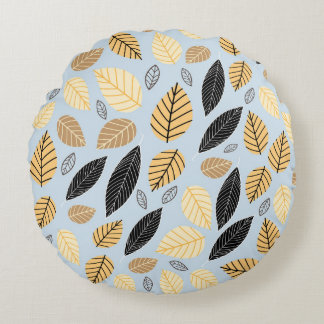 Herfstbladeren: naadloze blauwe achtergrond rond kussen