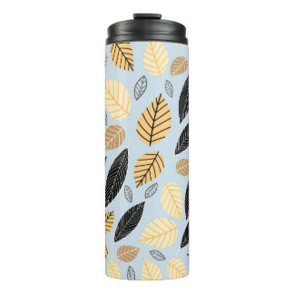 Herfstbladeren: naadloze blauwe achtergrond thermosbeker