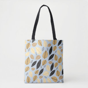 Herfstbladeren: naadloze blauwe achtergrond tote bag