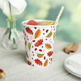 Herfstbladeren Noten Kastanjes Patroon Elegant Her Papieren Bekers