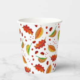 Herfstbladeren Noten Kastanjes Patroon Elegant Her Papieren Bekers