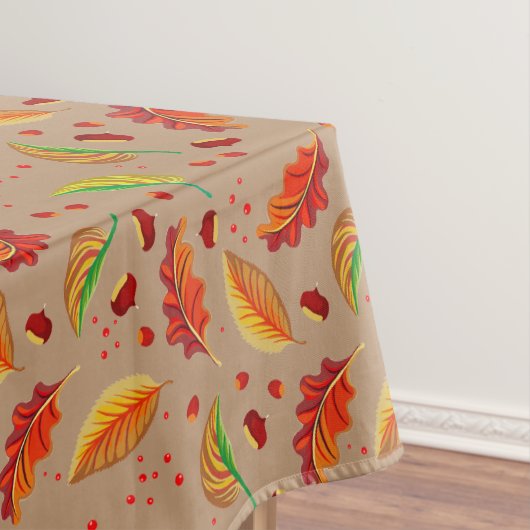 Herfstbladeren Noten Kastanjes Patroon Elegant Her Tafelkleed (Voorbeeld)