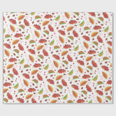 Herfstbladeren Noten Kastanjes Patroon Elegante He Cadeaupapier (Vlak)