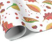 Herfstbladeren Noten Kastanjes Patroon Elegante He Cadeaupapier (Rol Hoek)