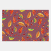 Herfstbladeren Noten Kastanjes Patroon Elegante He Inpakpapier Vel (Voorkant 3)