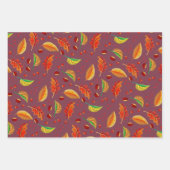 Herfstbladeren Noten Kastanjes Patroon Elegante He Inpakpapier Vel (Voorkant 3)