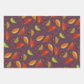 Herfstbladeren Noten Kastanjes Patroon Elegante He Inpakpapier Vel (Voorkant)