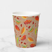 Herfstbladeren Noten Kastanjes Patroon Elegante He Papieren Bekers (Rechts)