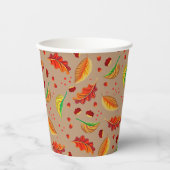 Herfstbladeren Noten Kastanjes Patroon Elegante He Papieren Bekers (Voorkant)