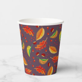 Herfstbladeren Noten Kastanjes Patroon Elegante He Papieren Bekers