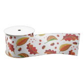 Herfstbladeren Noten Kastanjes Patroon Elegante He Satijnen Lint (Spoel)