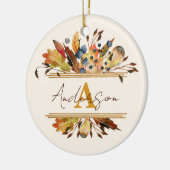 Herfstbladeren omlijsten gepersonaliseerd keramisch ornament (Links)