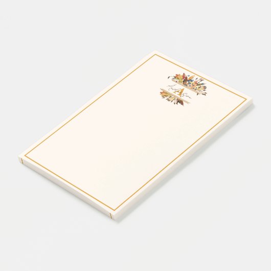 Herfstbladeren omlijsten gepersonaliseerd post-it® notes (Schuin)