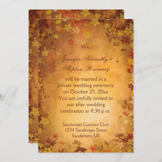 Herfstbladeren Ontvangst Alleen Huwelijksviering Kaart (Voorkant / Achterkant)