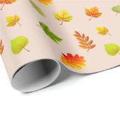 Herfstbladeren op beige cadeaupapier (Rol Hoek)