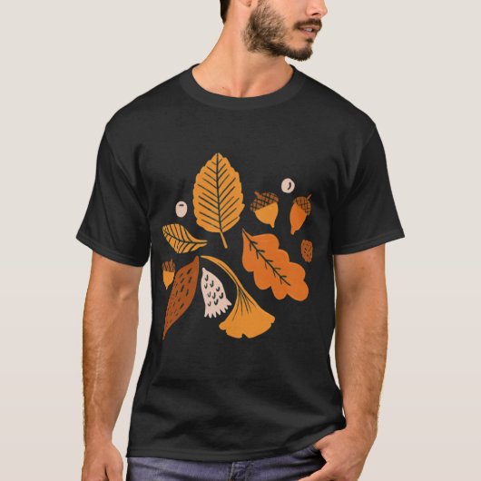 Herfstbladeren op Blauwe Oversized T-shirt (Voorkant)