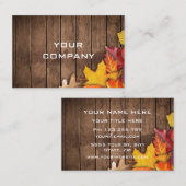 Herfstbladeren op houten visitekaartje sjabloon (Voorkant / Achterkant)