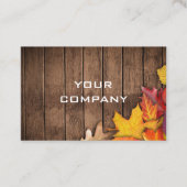 Herfstbladeren op houten visitekaartje sjabloon (Voorkant)