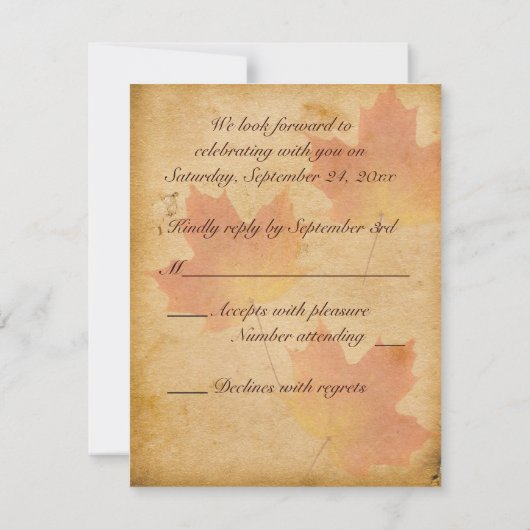 Herfstbladeren op oud papier Reageer Kaart (Achterkant)