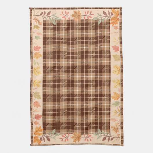 Herfstbladeren op Plaid Theedoek (Verticaal)