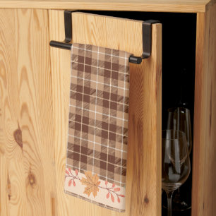 Herfstbladeren op Plaid Theedoek