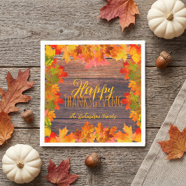 Herfstbladeren op schuur hout Gelukkig Thanksgivin Servet