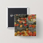 Herfstbladeren op stenen muur, Minute Man Vierkante Button 5,1 Cm (Voorkant /achterkant)