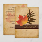 Herfstbladeren op verweerd papier antwoordkaart RSVP kaartje (Voorkant / Achterkant)