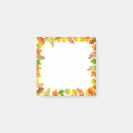 Herfstbladeren op wit post-it® notes