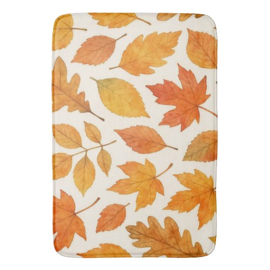Herfstbladeren op witte Herfst Badmat (Voorkant Verticaal)