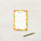 Herfstbladeren op witte Takenlijst met lijnen Post-it® Notes (Op bureau)