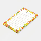 Herfstbladeren op witte Takenlijst met lijnen Post-it® Notes (Schuin)