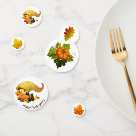 Herfstbladeren op witte Thanksgiving Tafel Confett Confetti