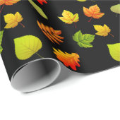 Herfstbladeren op zwart cadeaupapier (Rol Hoek)