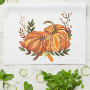 Herfstbladeren Oranje Pompoenen Elegant Theedoek