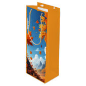 Herfstbladeren oranje wijn cadeautas (Voorkant Gekanteld)
