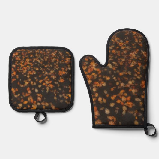 herfstbladeren ovenwant & pannenlap set (Voorkant)