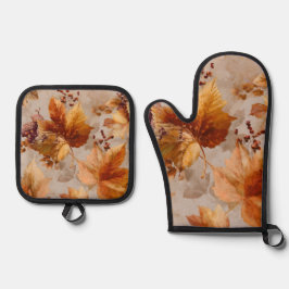  herfstbladeren ovenwant & pannenlap set