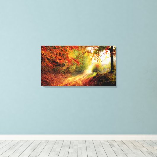  herfstbladeren over Country Lane Canvas Afdruk (Insitu (Houten vloer))