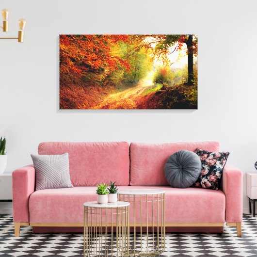  herfstbladeren over Country Lane Canvas Afdruk (Insitu (Woonkamer))
