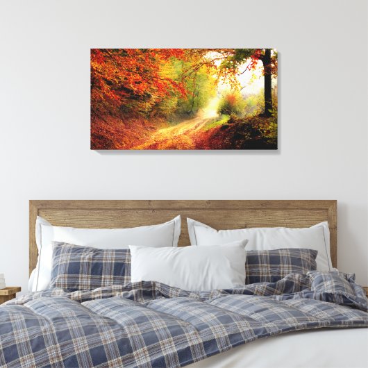  herfstbladeren over Country Lane Canvas Afdruk (Insitu (Slaapkamer))
