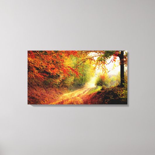  herfstbladeren over Country Lane Canvas Afdruk (Voorkant)