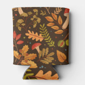 Herfstbladeren Paddenstoelen Patroon Blikjeskoeler (Achterkant)