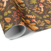 Herfstbladeren Paddenstoelen  Patroon Cadeaupapier (Rol Hoek)