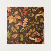 Herfstbladeren Paddenstoelen Patroon Wandkleed (Voorkant (horizontaal))