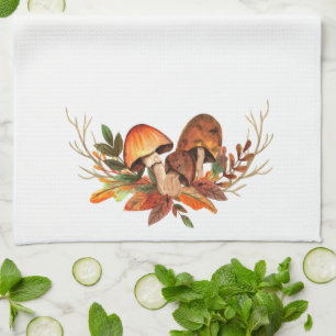 Herfstbladeren Paddenstoelen Retro Theedoek