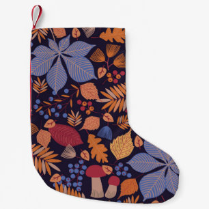 Herfstbladeren, paddenstoelillustratie. kleine kerstsok