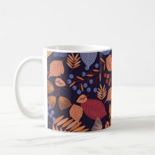 Herfstbladeren,  paddenstoelillustratie. koffiemok
