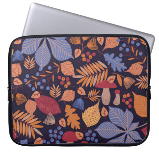Herfstbladeren, paddenstoelillustratie. laptop sleeve